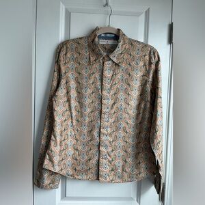 Vintage Tommy Hilfiger Women’s Paisley Snap Button Down Cotton Shirt (Size L)